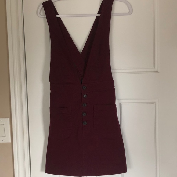 Fall Forever 21 Faux Suede Maroon Pinafore Dress - Picture 2 of 6